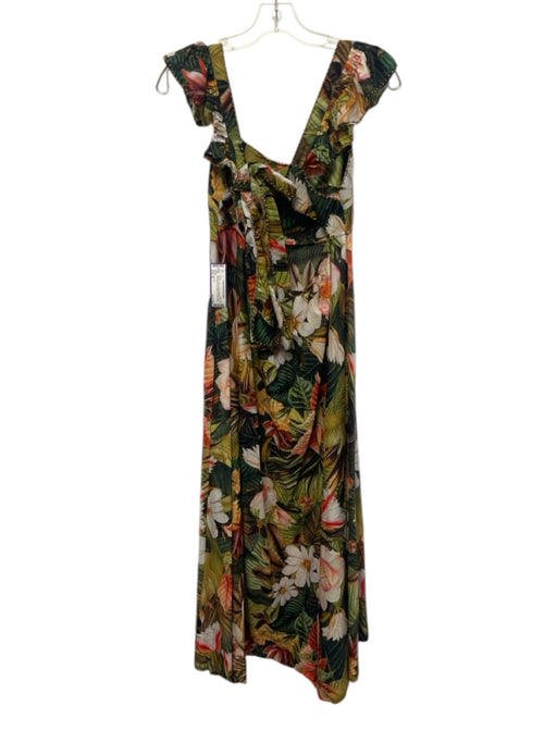 Farm Rio Size S Green & Multi Cotton Botanical Print Sleeveless Tie Back Dress Green & Multi / S