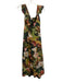 Farm Rio Size S Green & Multi Cotton Botanical Print Sleeveless Tie Back Dress Green & Multi / S