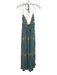 Free People Size XS Aqua Blue & Beige Cotton Gauze Embroidered Tie Halter Dress Aqua Blue & Beige / XS