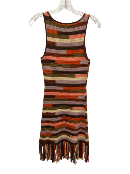 Rails Size S Brown, Beige & Pink Cotton Blend Knit Stripe Sleeveless Dress Brown, Beige & Pink / S