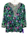 Lilly Pulitzer Size S Navy Blue, Green & Pink Rayon Botanical 3/4 Sleeve Top Navy Blue, Green & Pink / S