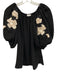 Anne Fontaine Size 36 Black & Cream Beige Polyester Floral Applique Top Black & Cream Beige / 36