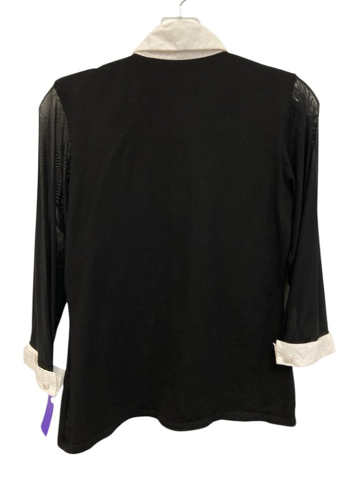 Anne Fontaine Size 40 Black & White Cotton Blend 3/4 Mesh Sleeve Button Up Top Black & White / 40