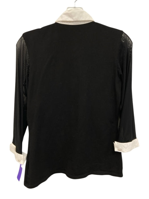 Anne Fontaine Size 40 Black & White Cotton Blend 3/4 Mesh Sleeve Button Up Top Black & White / 40