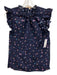Rebecca Taylor Size 2 Navy Blue & Pink Cotton Floral Ruffle Cap Sleeve Top Navy Blue & Pink / 2