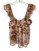 Farm Rio Size S Pink, Orange & Brown Cotton Botanical Tie Front Sleeveless Top Pink, Orange & Brown / S