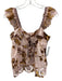 Farm Rio Size S Pink, Orange & Brown Cotton Botanical Tie Front Sleeveless Top Pink, Orange & Brown / S