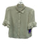 Frame Size XS Cream White Silk Short Sleeve Ruffle Detail Button Up Cropped Top Cream White / XS