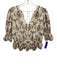 By Anthropologie Size S Cream White & Brown Cotton Embroidered V Neck Top Cream White & Brown / S