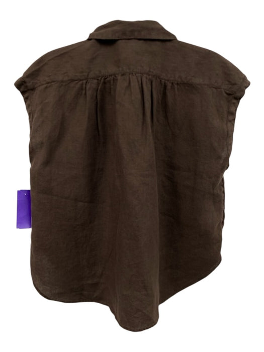 Baird McNutt for J. Crew Size XS Brown Linen Cap Sleeve 1/2 Button Collared Top Brown / XS