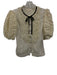 Love The Label Size S Cream White & Black Cotton 1/2 Puff Sleeve Lace Ruffle Top Cream White & Black / S