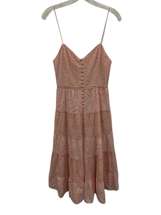 Alice + Olivia Size 4 Pink Cotton Eyelet Lace Button Down Midi Dress Pink / 4