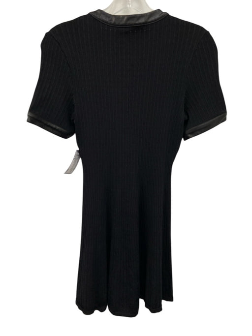 Milly Size XS Black Viscose Blend PU Leather trim Quarter Button Mini Dress Black / XS