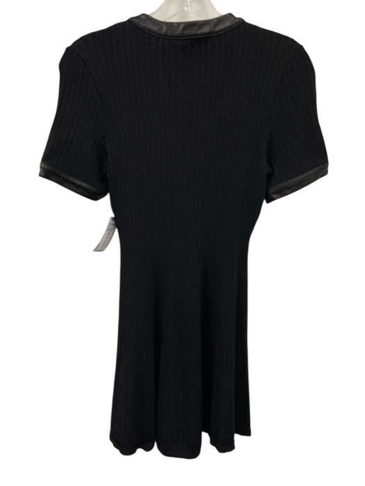 Milly Size XS Black Viscose Blend PU Leather trim Quarter Button Mini Dress Black / XS