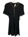 Milly Size XS Black Viscose Blend PU Leather trim Quarter Button Mini Dress Black / XS