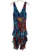 Alice + Olivia Size 2 Blue, Red, Yellow Polyester Tie Dye V Neck Midi Dress Blue, Red, Yellow / 2