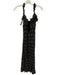 Free People Size S Black & Gray Cotton Blend Textured Flowers Lace Up Back Dress Black & Gray / S