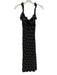 Free People Size S Black & Gray Cotton Blend Textured Flowers Lace Up Back Dress Black & Gray / S