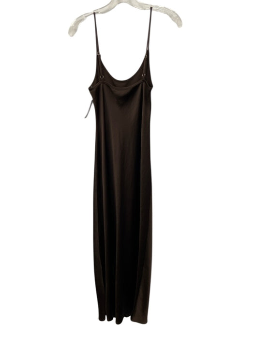 Jenni Kayne Size S Brown Polyester Satin Maxi Scoop Neck Slip Dress Brown / S