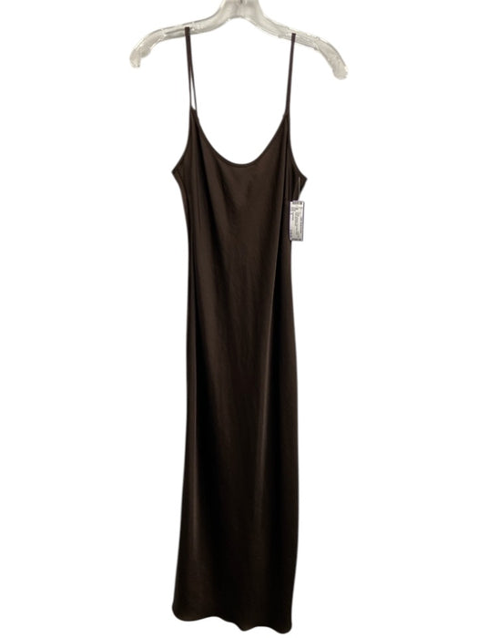 Jenni Kayne Size S Brown Polyester Satin Maxi Scoop Neck Slip Dress Brown / S