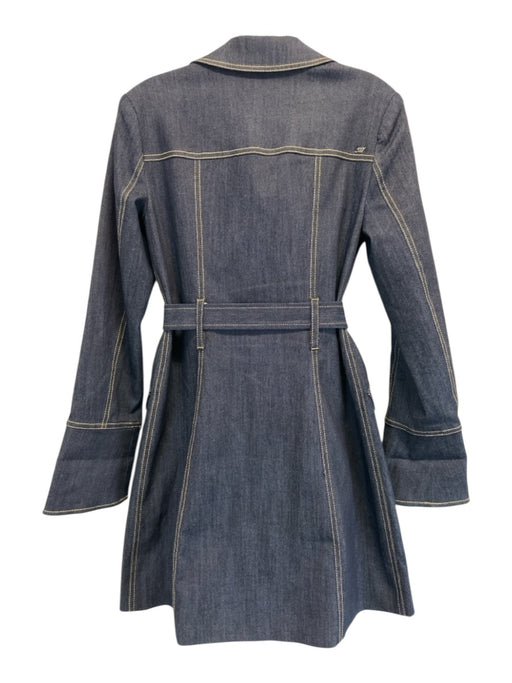 Cinq a Sept Size 4 Dark Wash Cotton Blend Denim Zip Front Mini Moto Dress Dark Wash / 4