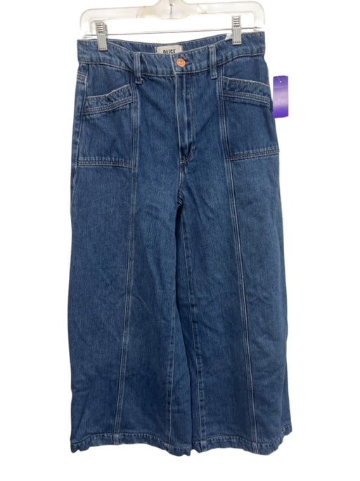 Paige Size 27 Medium Wash Cotton Blend High Rise Front Seam Crop Wide Leg Jeans Medium Wash / 27