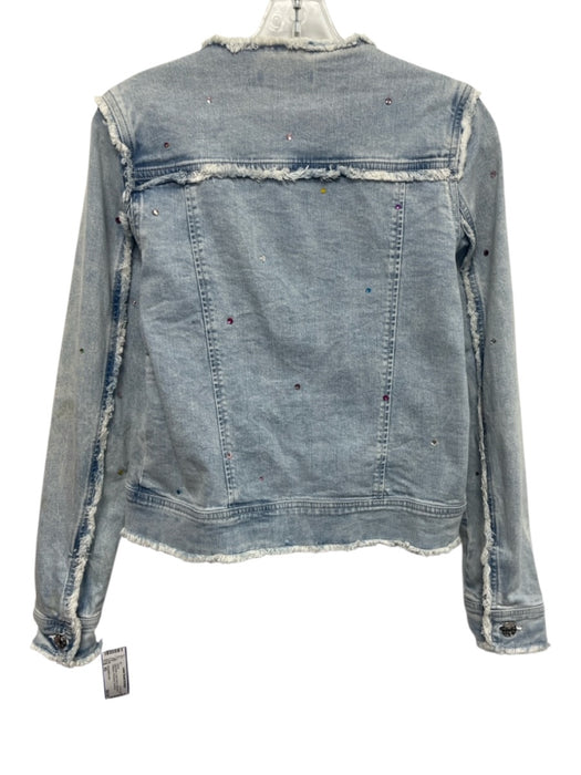 Generation Love Size XS Light Wash Cotton Blend Distressed Collarless Jacket Light Wash / XS