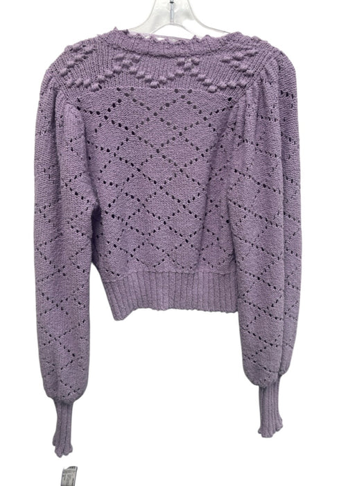 Free People Size XS Purple Cotton Blend Diamond Knit V Neck Cropped Cardigan Purple / XS
