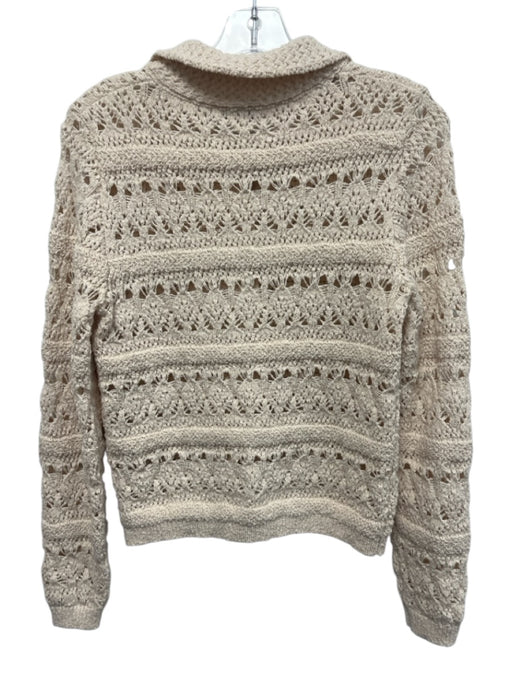 Reiss Size S Cream Polyester Blend Crochet Collar Button Front Cardigan Cream / S