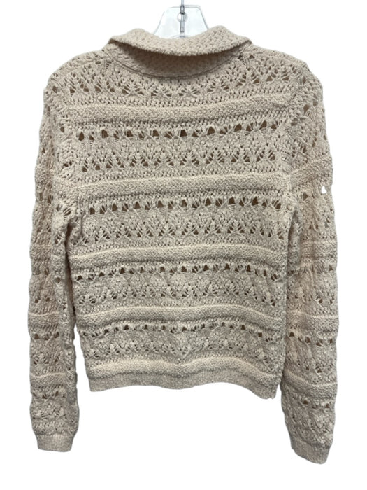 Reiss Size S Cream Polyester Blend Crochet Collar Button Front Cardigan Cream / S