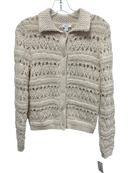 Reiss Size S Cream Polyester Blend Crochet Collar Button Front Cardigan Cream / S