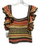 Rails Size XS Brown, Orange, Yellow Cotton Blend Crochet Stripe Top Brown, Orange, Yellow / XS