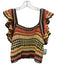 Rails Size XS Brown, Orange, Yellow Cotton Blend Crochet Stripe Top Brown, Orange, Yellow / XS