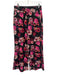 Alice + Olivia Size 4 Black, Pink, Green Polyester Pintuck Front Floral Pants Black, Pink, Green / 4