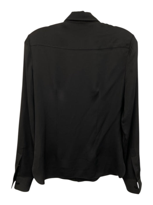 Theory Size S Black Silk Button Down Collar Long Sleeve Top Black / S