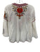 Johnny Was Workshop Size S White, Red, Green Cotton Embroidered Botanical Top White, Red, Green / S