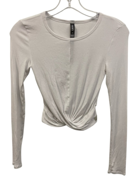 Vuori Size S White Modal Blend Ribbed Knit Twist Waist Long Sleeve Top White / S