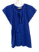Boden Size 4 Royal Blue Cotton Pom Pom Trim Tie Neck Tassel Flutter Sleeve Top Royal Blue / 4