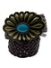 Sezane brown, brass, turquoise Leather metal & resin peg buckle Braided Belts brown, brass, turquoise