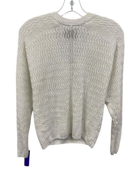 Brochu Walker Size XS Ivory White Hemp Ribbed Trim Wavy Stripes V Neck Sweater Ivory White / XS