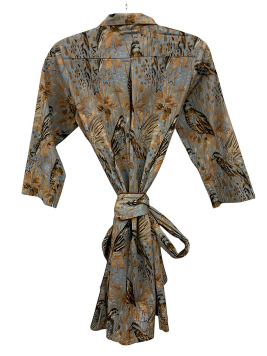 Holly Shae Design Size XS/S Brown, Blue, Black Cotton Birds & Leaves Tunic Dress Brown, Blue, Black / XS/S
