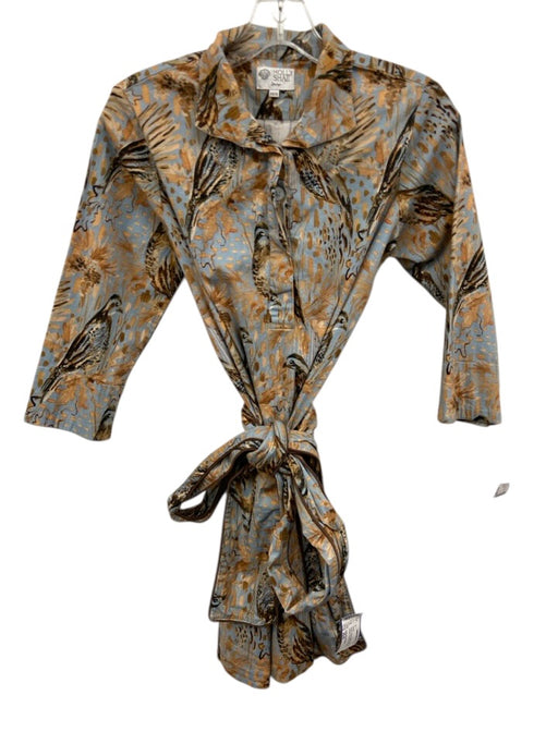 Holly Shae Design Size XS/S Brown, Blue, Black Cotton Birds & Leaves Tunic Dress Brown, Blue, Black / XS/S