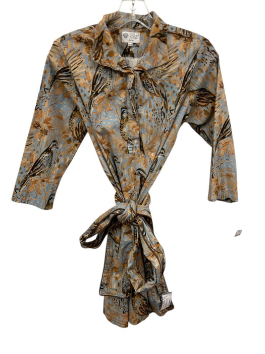 Holly Shae Design Size XS/S Brown, Blue, Black Cotton Birds & Leaves Tunic Dress Brown, Blue, Black / XS/S