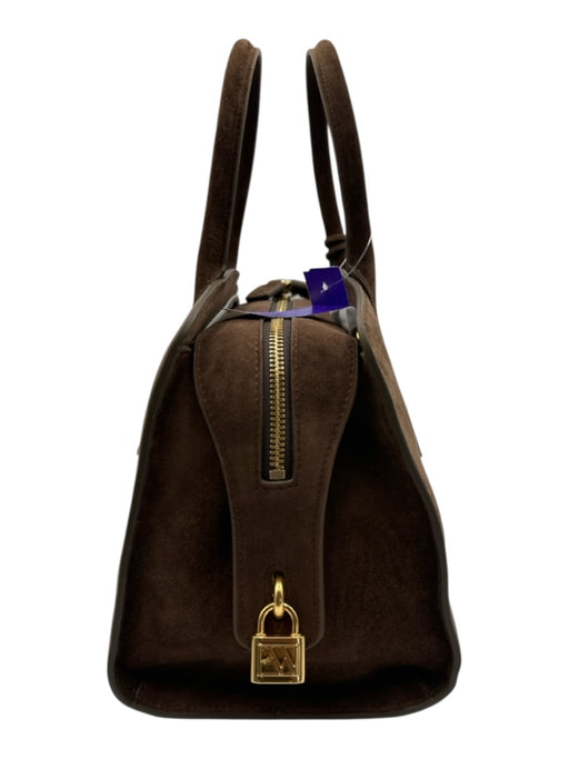 Parisa Wang Brown Goat Skin Suede Zip Close Internal Compartments Bag Brown / S