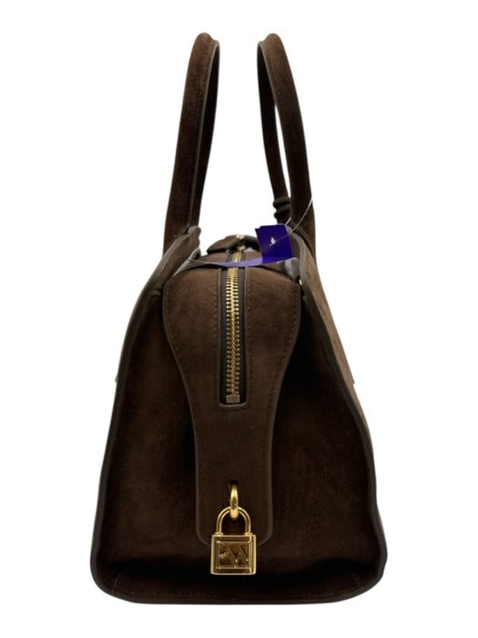 Parisa Wang Brown Goat Skin Suede Zip Close Internal Compartments Bag Brown / S