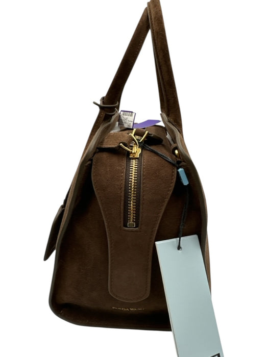 Parisa Wang Brown Goat Skin Suede Zip Close Internal Compartments Bag Brown / S