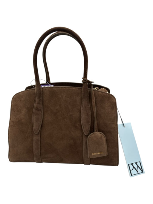 Parisa Wang Brown Goat Skin Suede Zip Close Internal Compartments Bag Brown / S