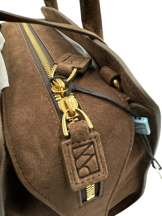 Parisa Wang Brown Goat Skin Suede Zip Close Internal Compartments Bag Brown / S