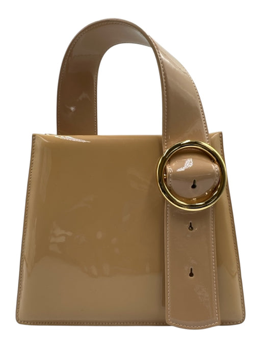 Parisa Wang Beige Patent Leather Asymmetric Buckle Top Handle Bag Beige / S