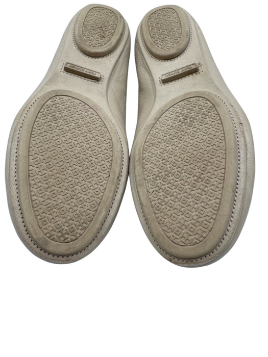Tory Burch Shoe Size 7 Beige Leather Rhinestone Logo Round Toe Flats Beige / 7